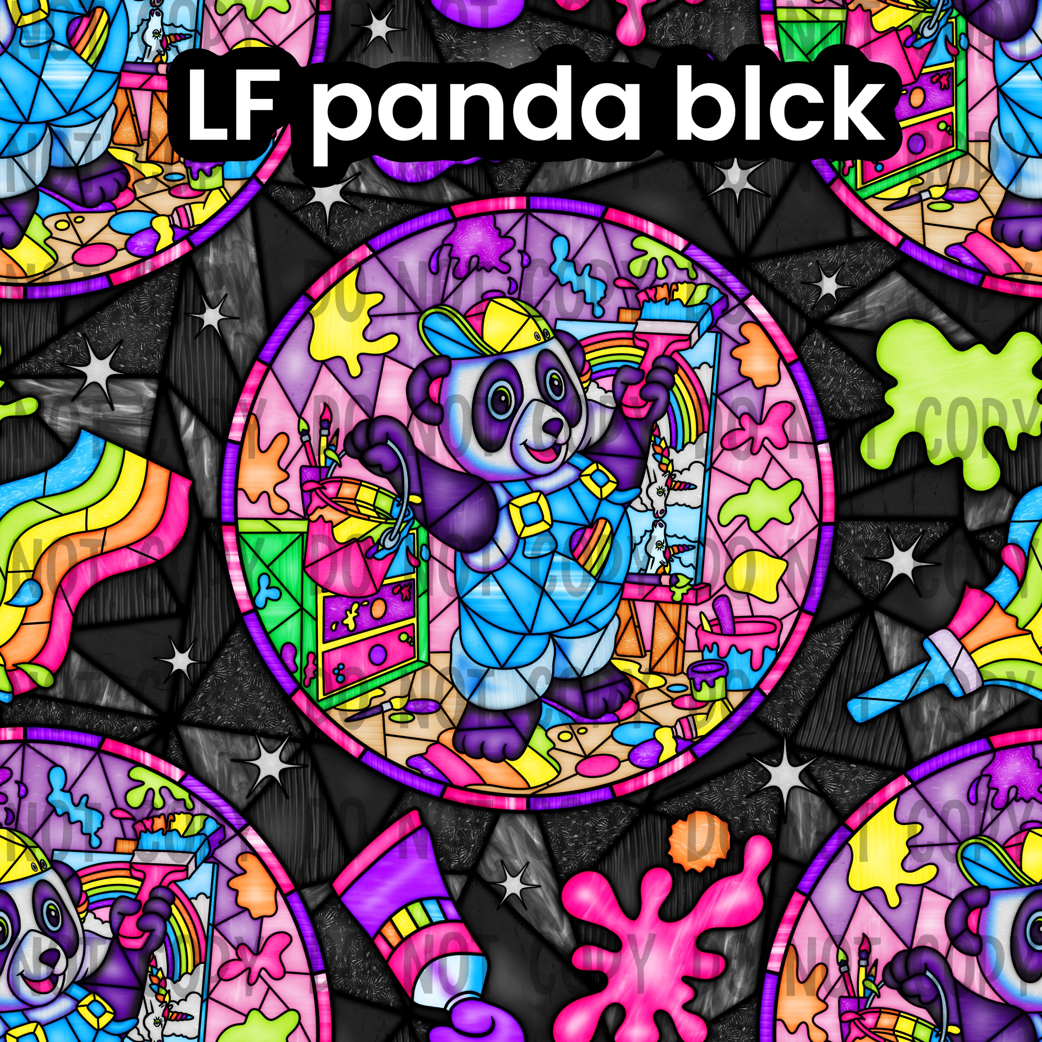 Panda stained glass blck