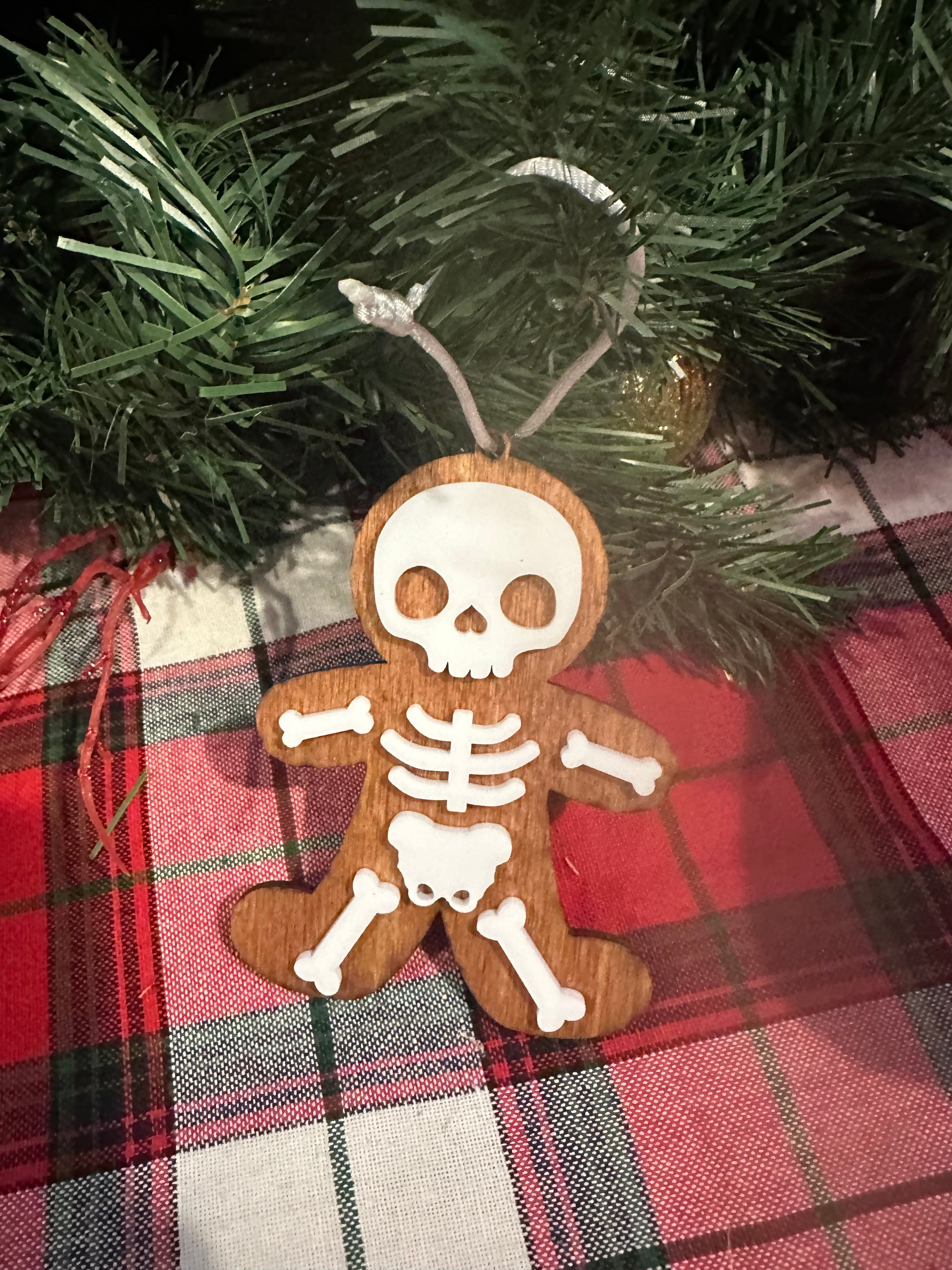 Wood Skellie Gingerbread Ornament