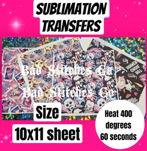10X11 sub transfer sheet
