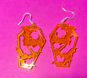 Orange bats earrings